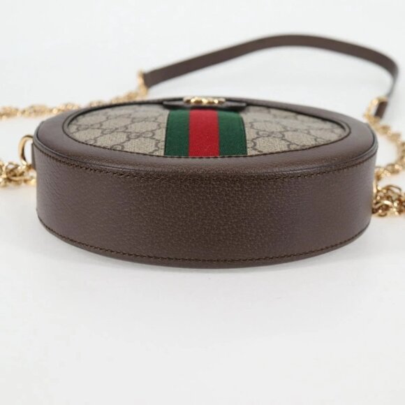 GUCCI GG Supreme Ophidia Chain Web Sherry Line Bag PVC Beige 550618 Auth 138002A - Picture 7 of 16